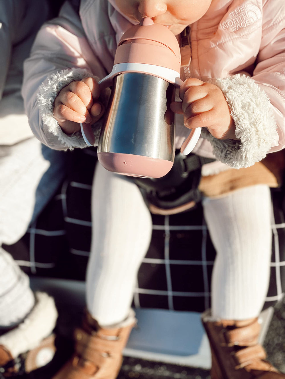 BEABA cup in lunchbox shows travel friendly spill proof solution