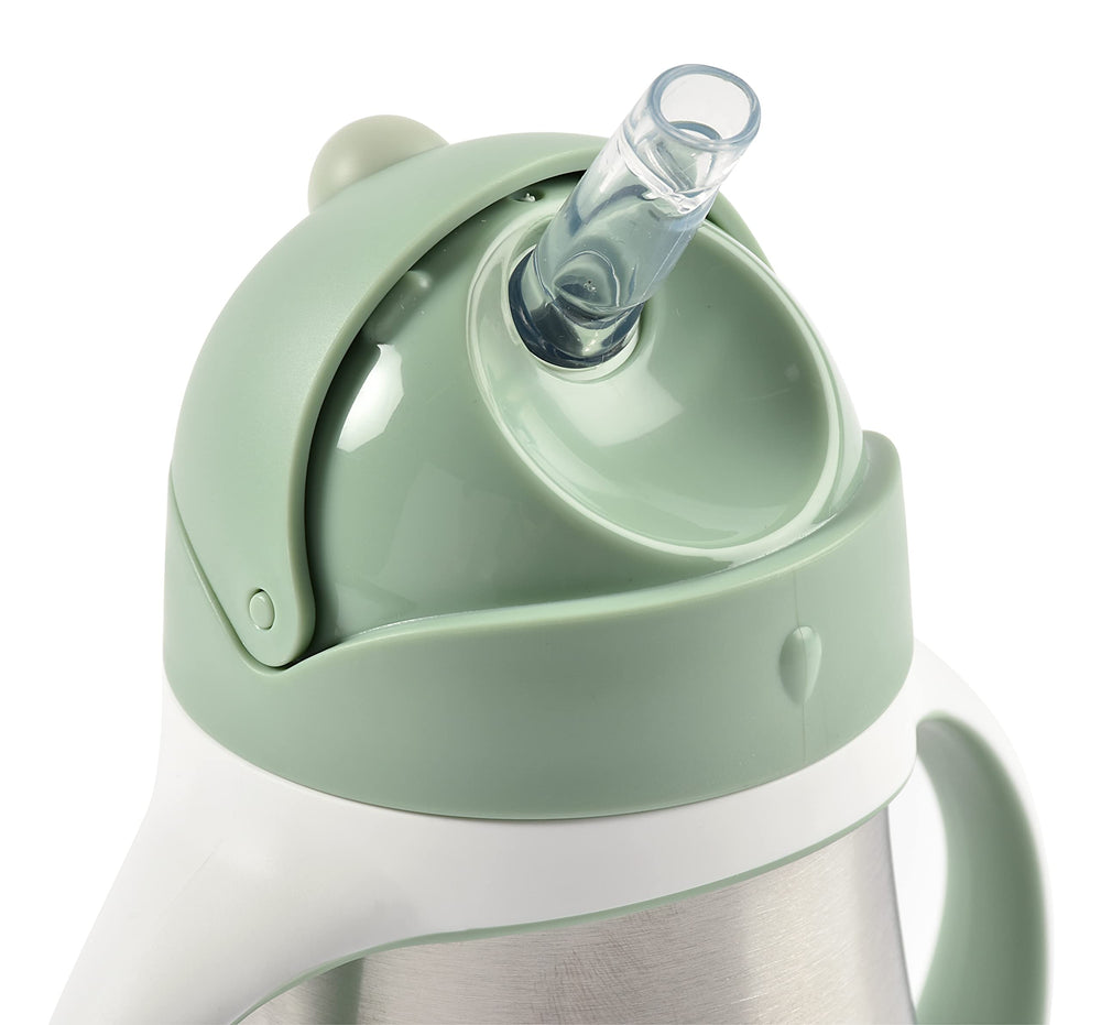 Beaba sippy cup sage with removable handles promotes easy grip for toddlers.