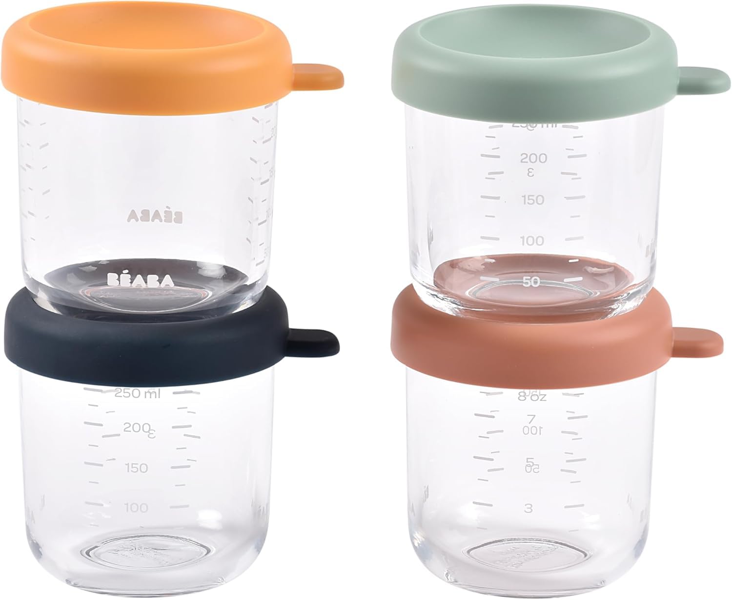 Béaba Sunrise 4-pack glass jars with lids for baby food storage