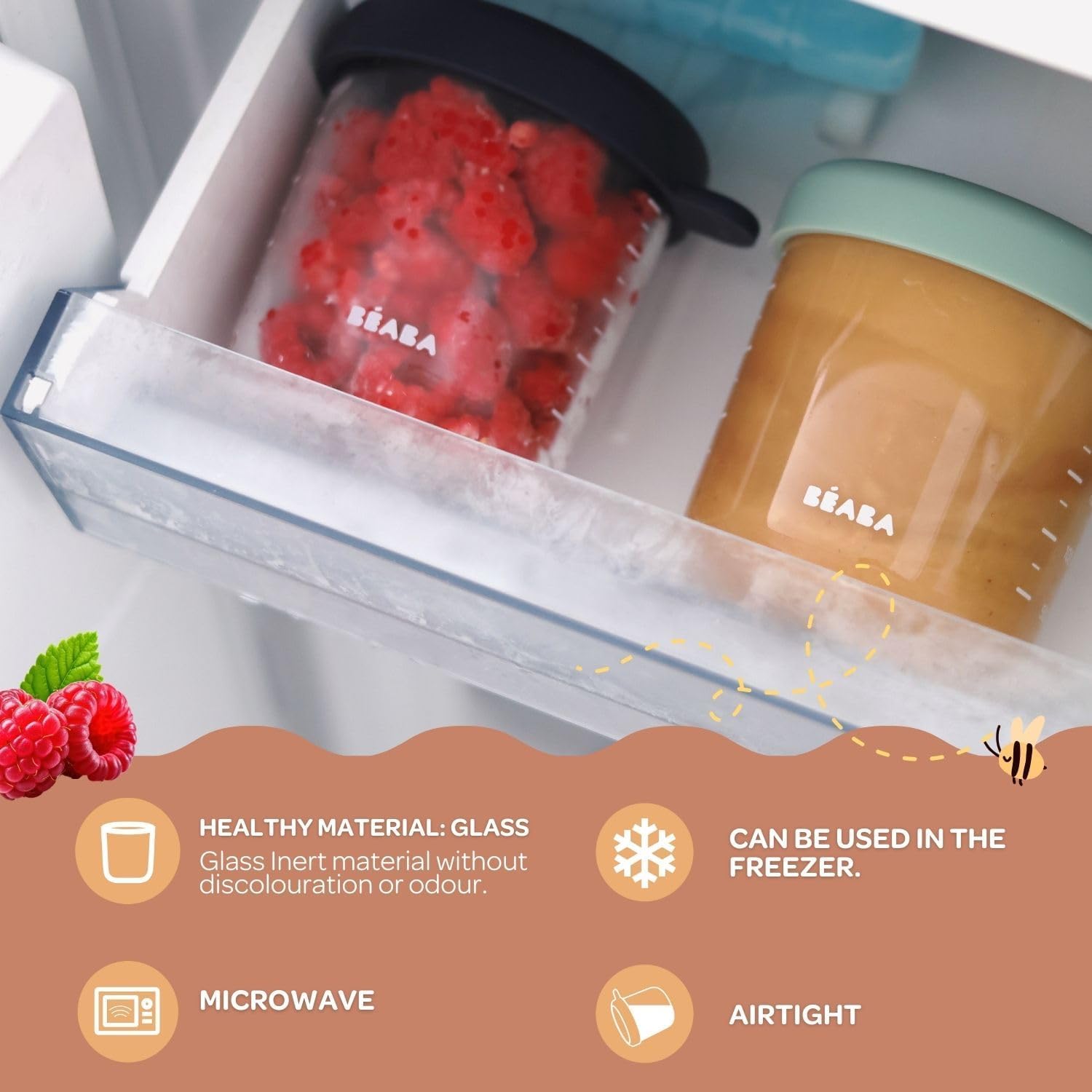 Béaba Sunrise jar with ml/oz graduations for precise portions
