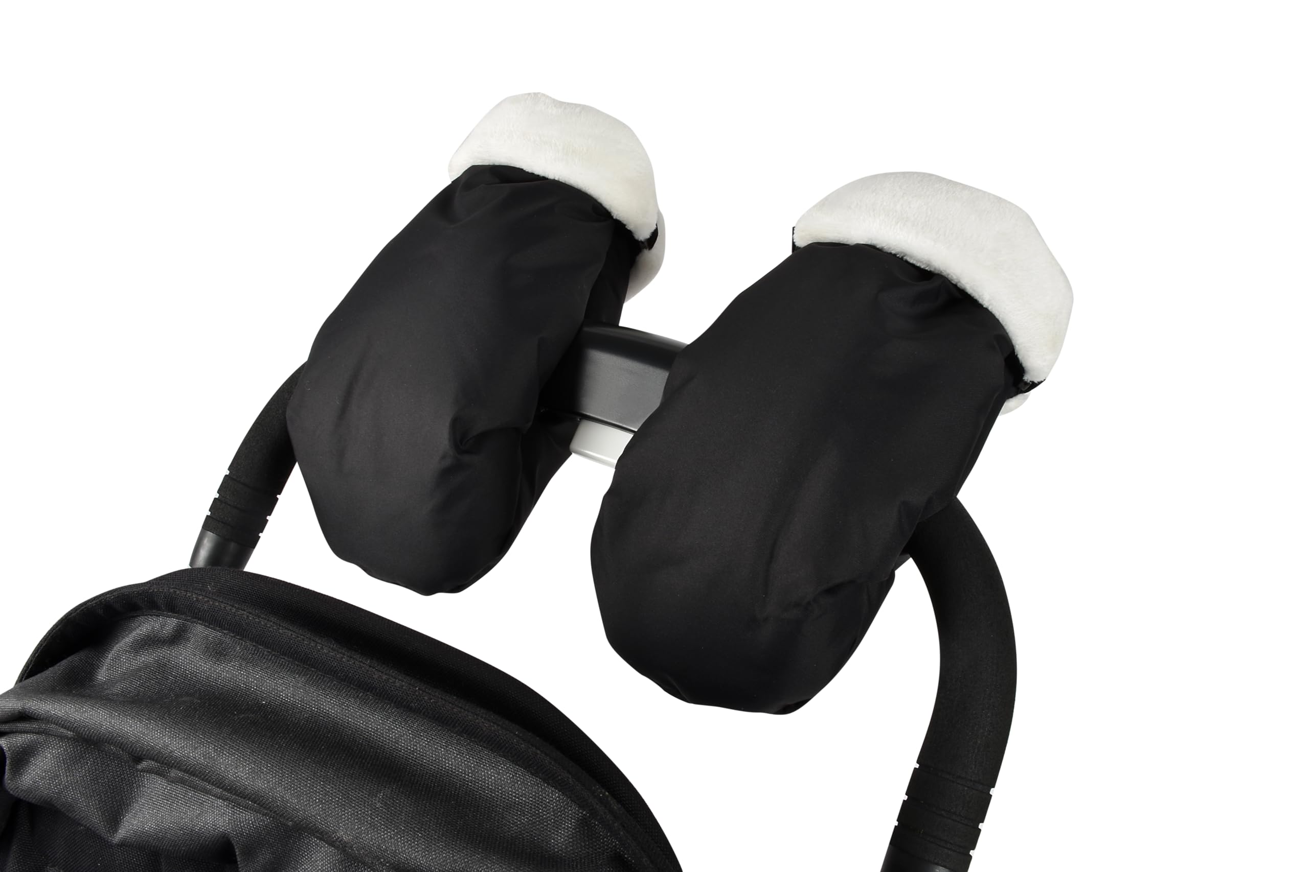 Béaba waterproof fleece-lined stroller gloves front view showing warm protection