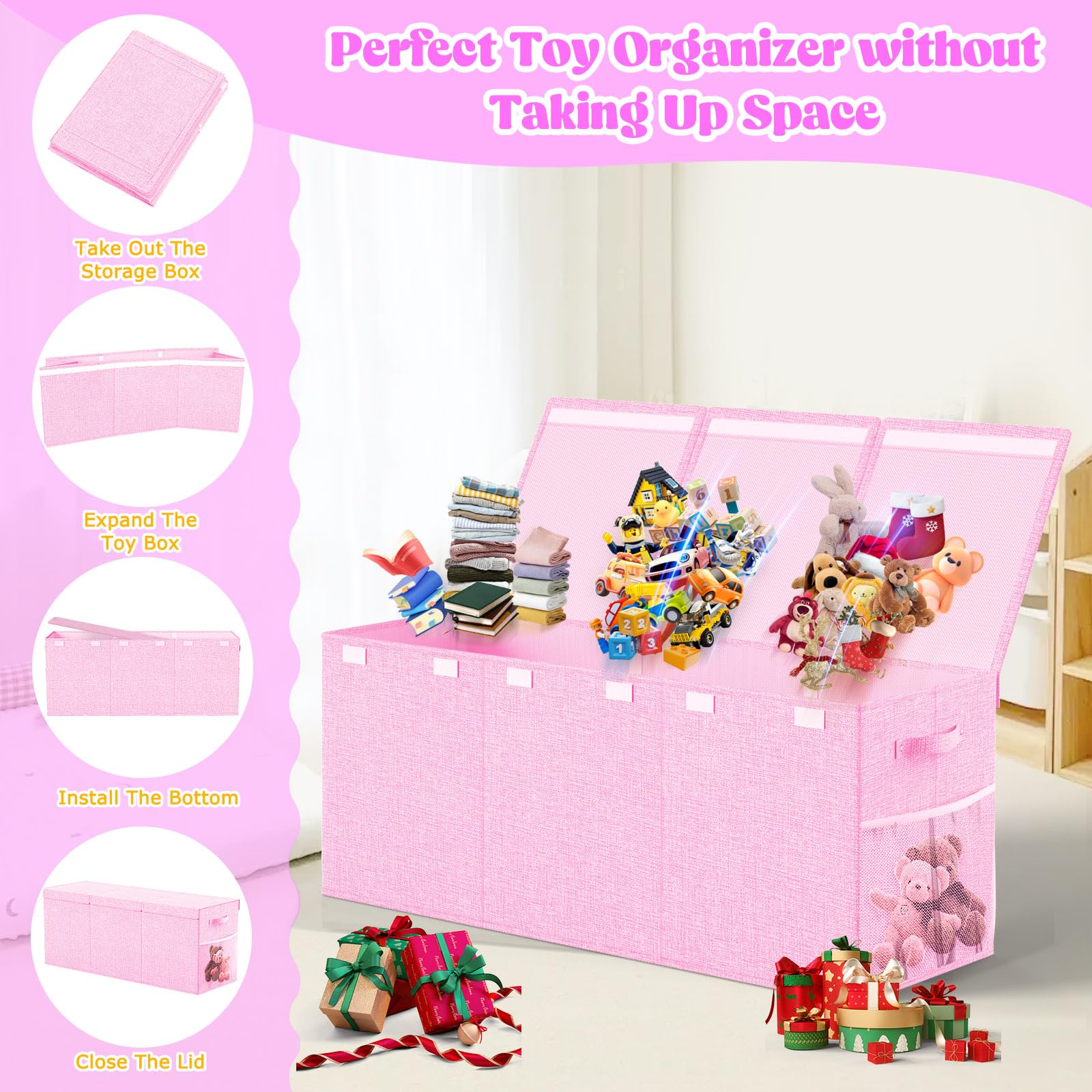 Beadsky collapsible toy storage organizer shows space-saving fold-flat design.
