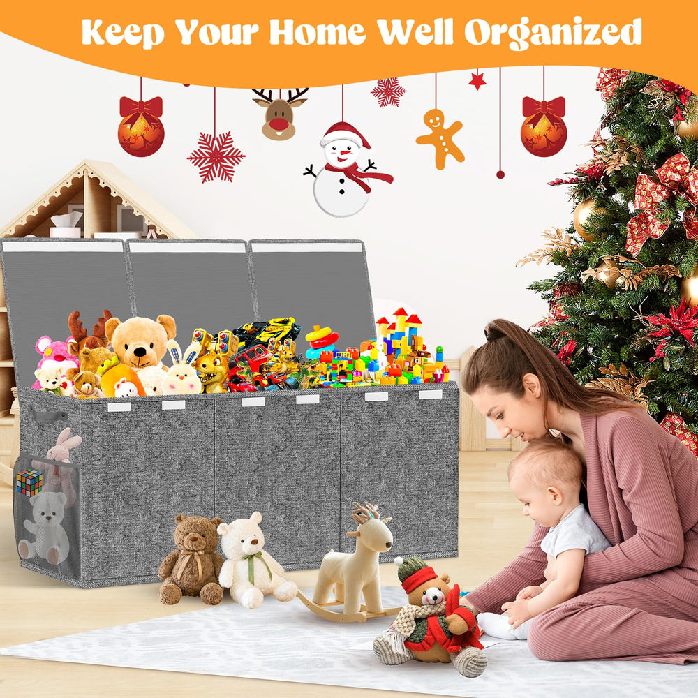 Beadsky extra-large toy box collapsible flat for compact storage when not in use.