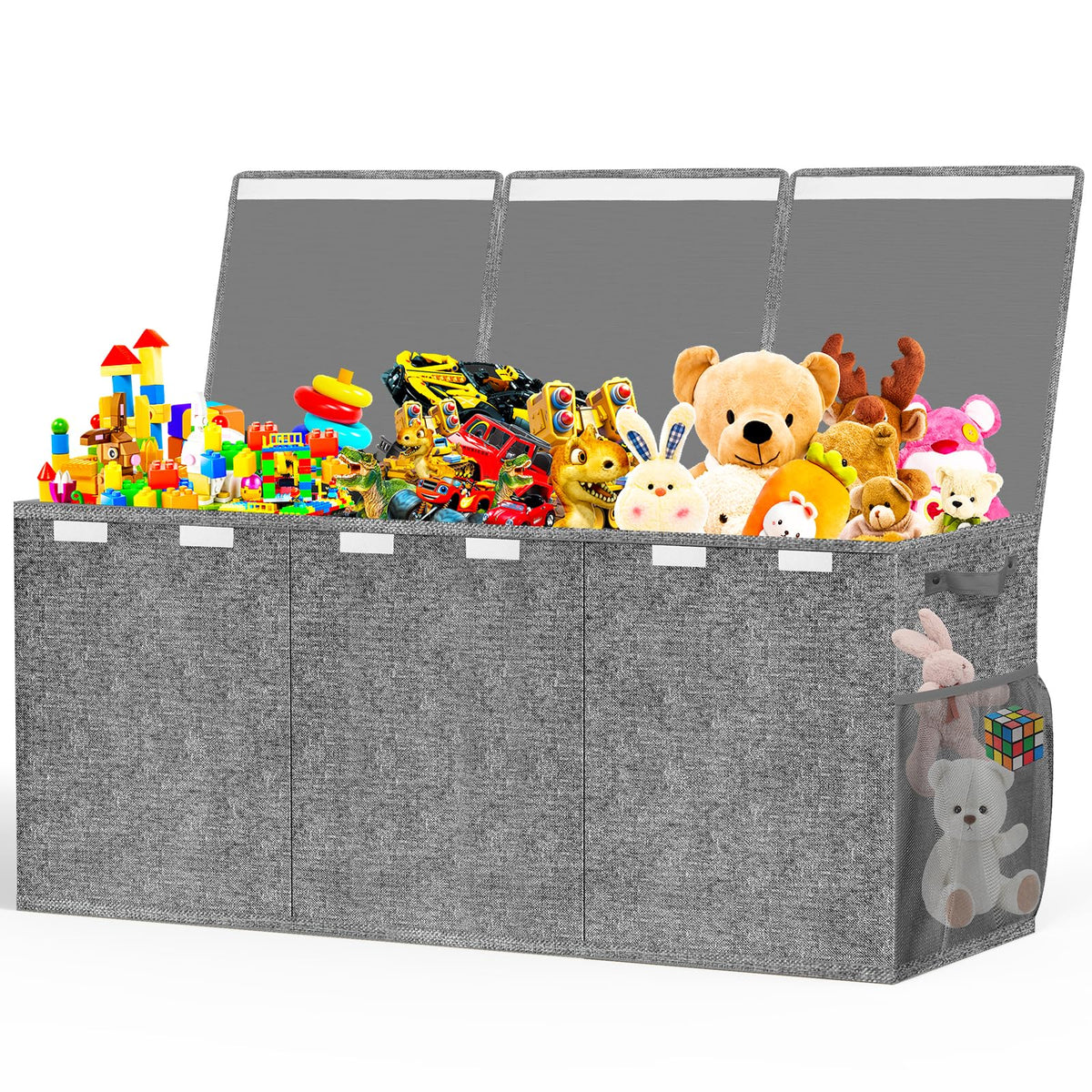 Beadsky extra large toy box with lid open for easy toy sorting and quick cleanup.