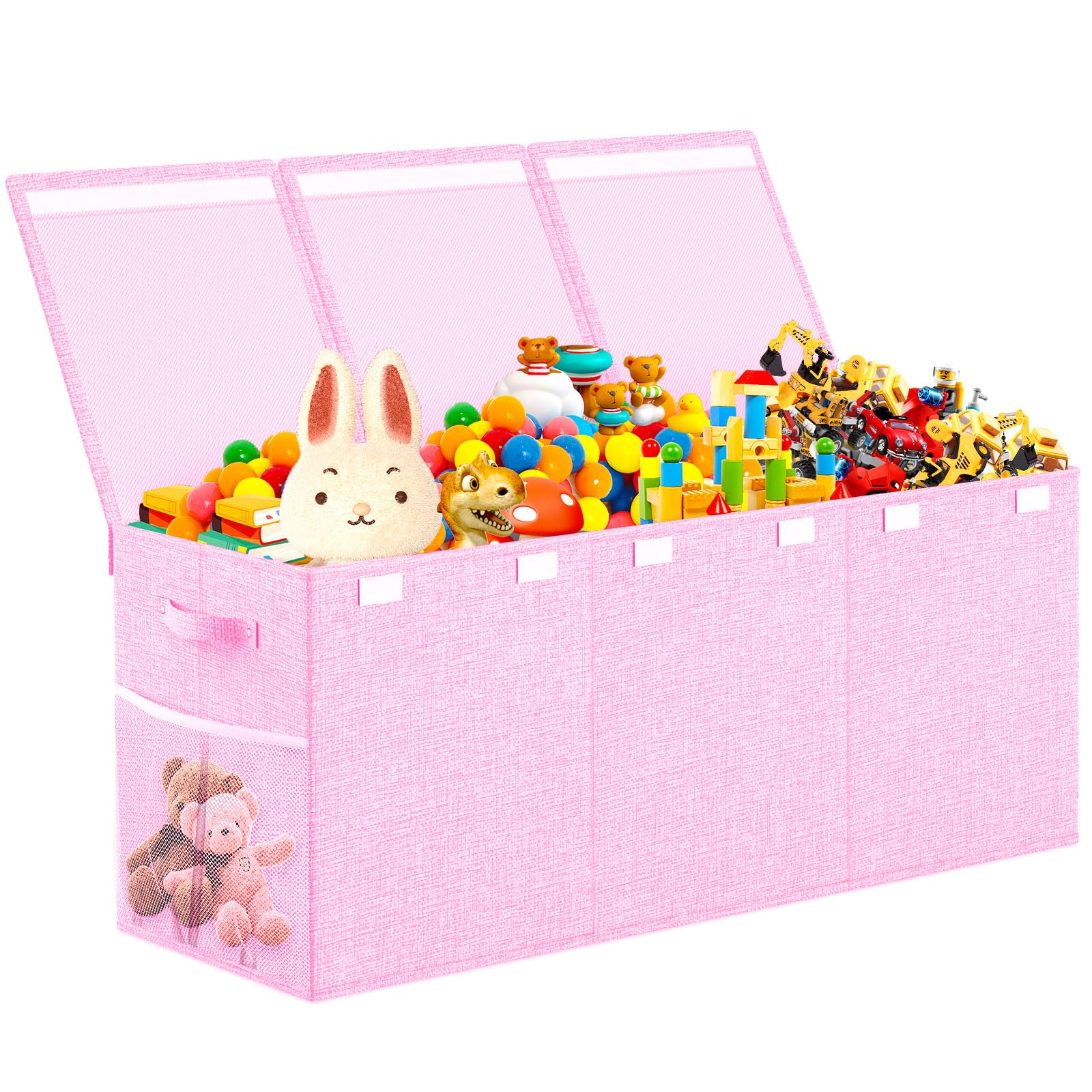 Beadsky toy box extra-large pink with lids keeps toys organized.