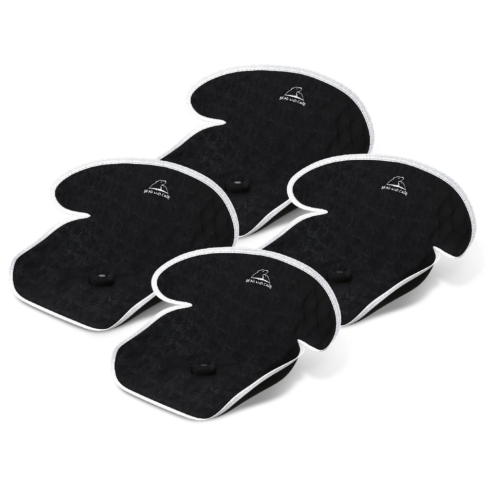 Bear and Care piddle pad on a stroller to keep seating clean during outings.