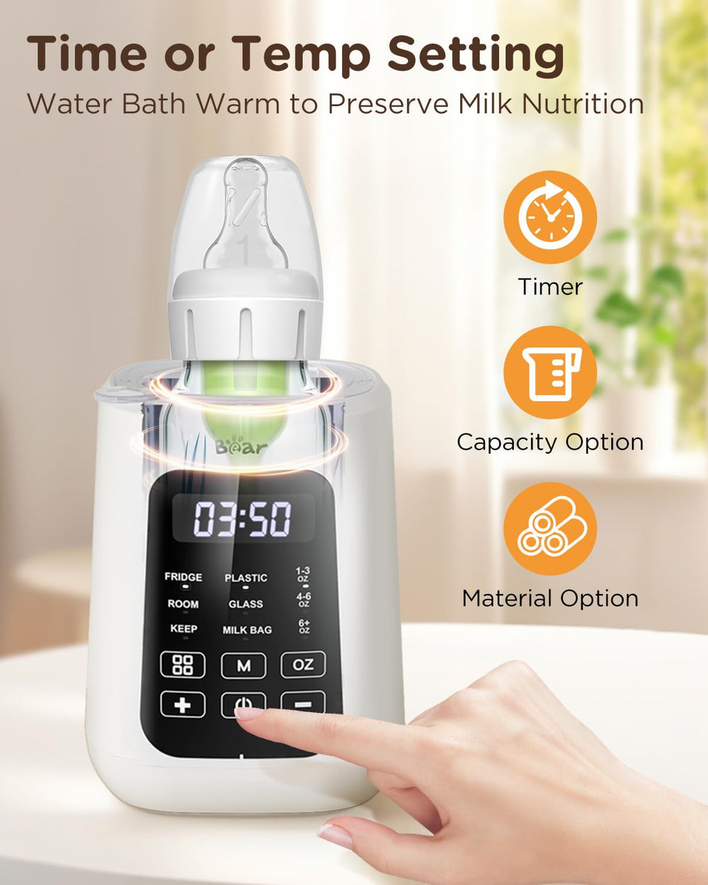 Bear baby bottle warmer bottle compatibility fits glass, plastic, and silicone bottles.