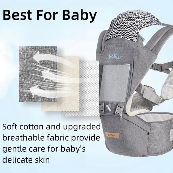 Bear Baby Carrier detachable inner liner cleans easily after busy days.