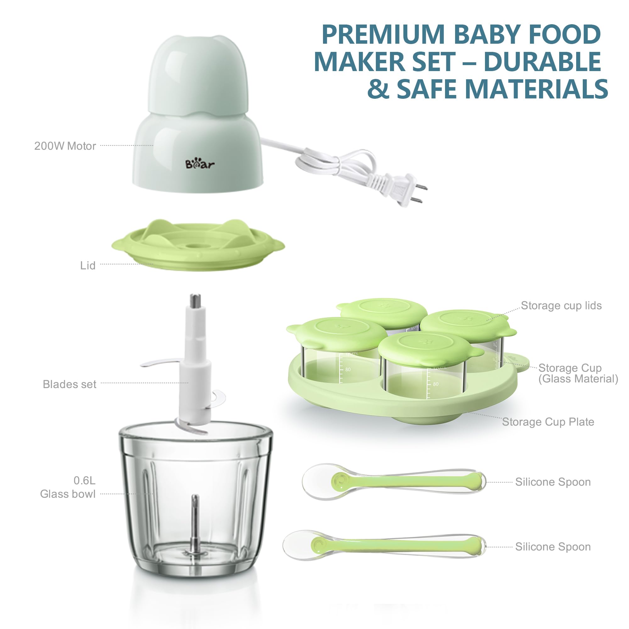 Bear Baby Food Maker in action blending fruits and vegetables.