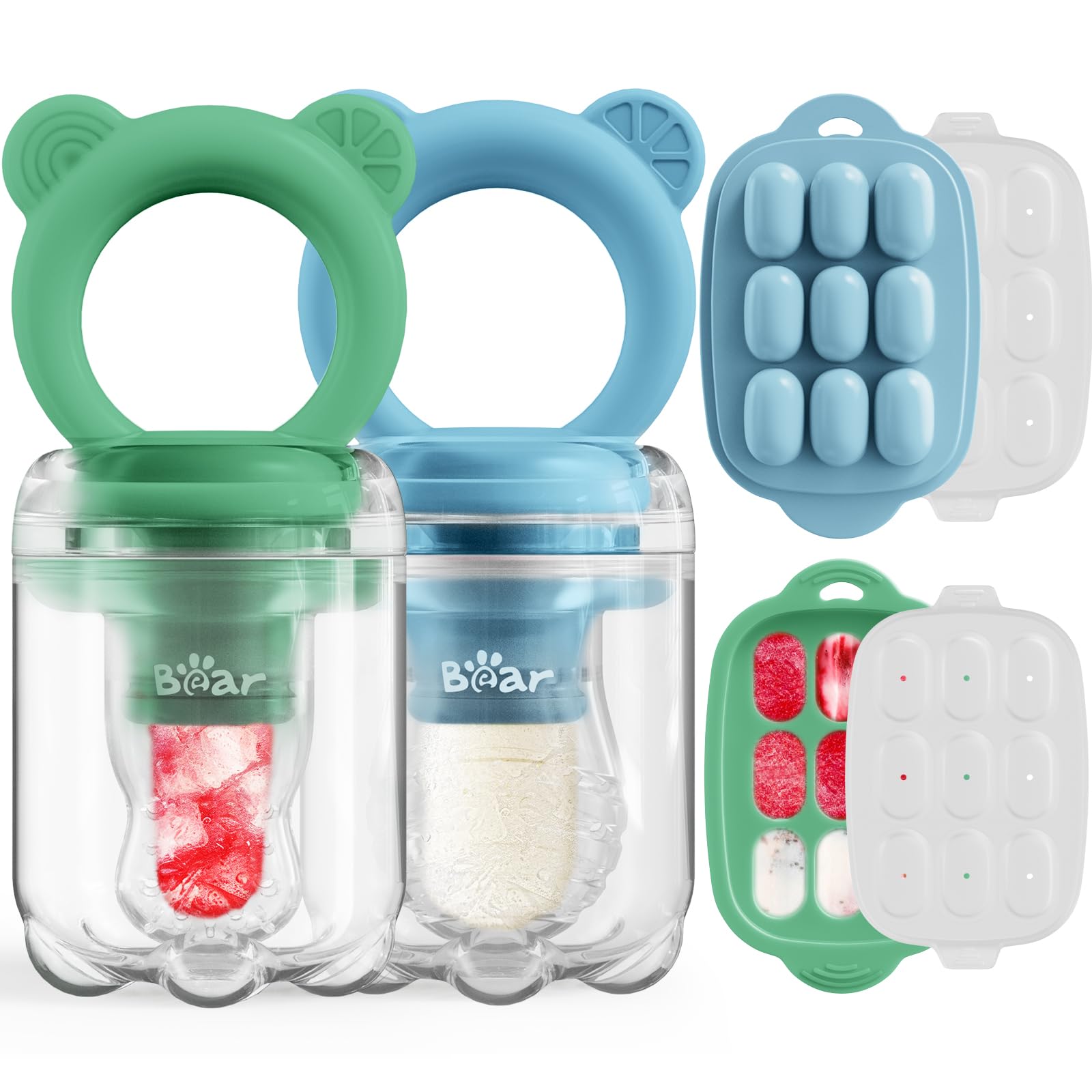 Bear Baby Fruit Food Feeder pouch with fine holes for tiny bites.