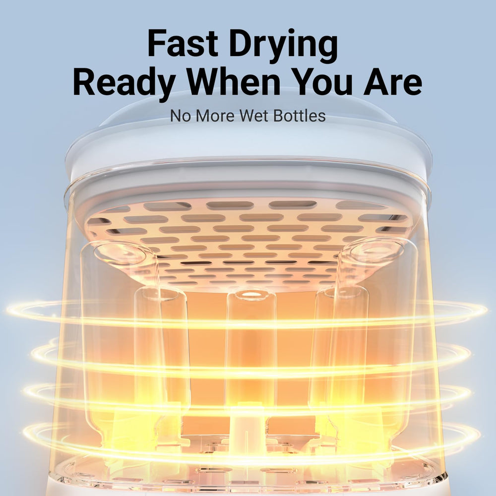 Bear Bottle Sterilizer drying cycle showing moisture-free bottles