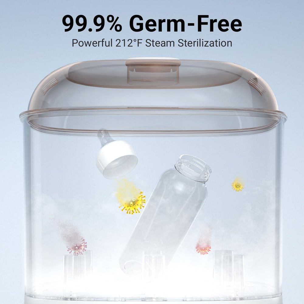 Bear Bottle Sterilizer fits tall bottles and pump parts securely