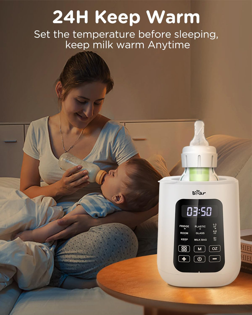 Bear bottle warmer auto shut-off indicator helps prevent overheating safely.