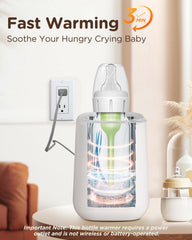 Bear bottle warmer temp control display highlights precise time and temperature settings.