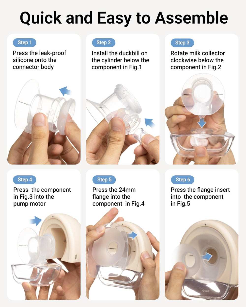 Bear Breast Pump detachable parts simplify cleaning and quick storage of milk.