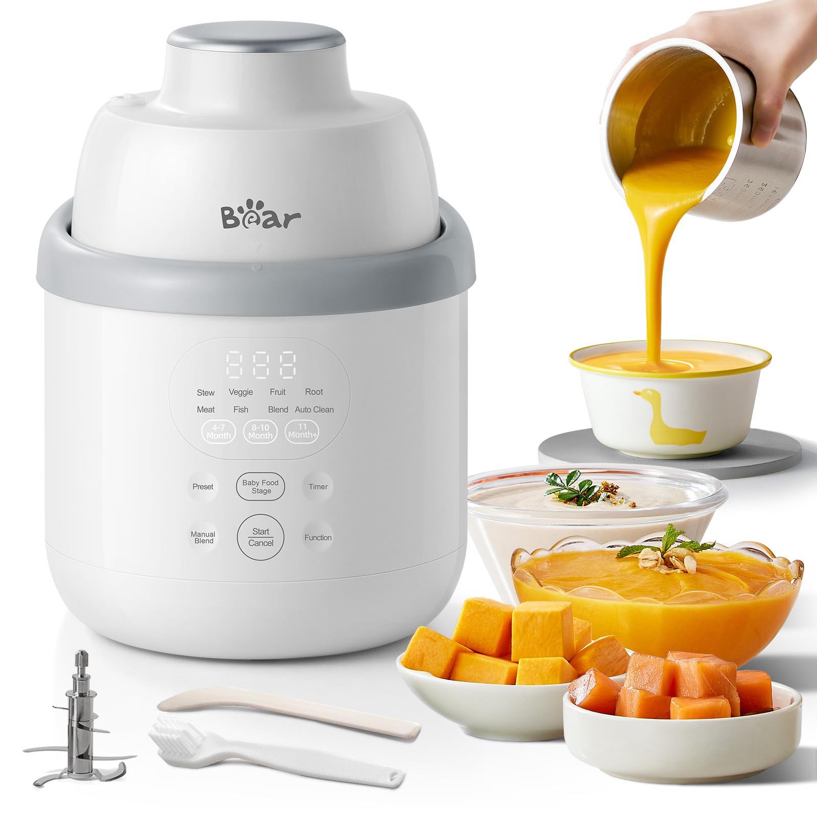 Bear NutriEase AllStage compact baby food maker on counter ready for quick meals