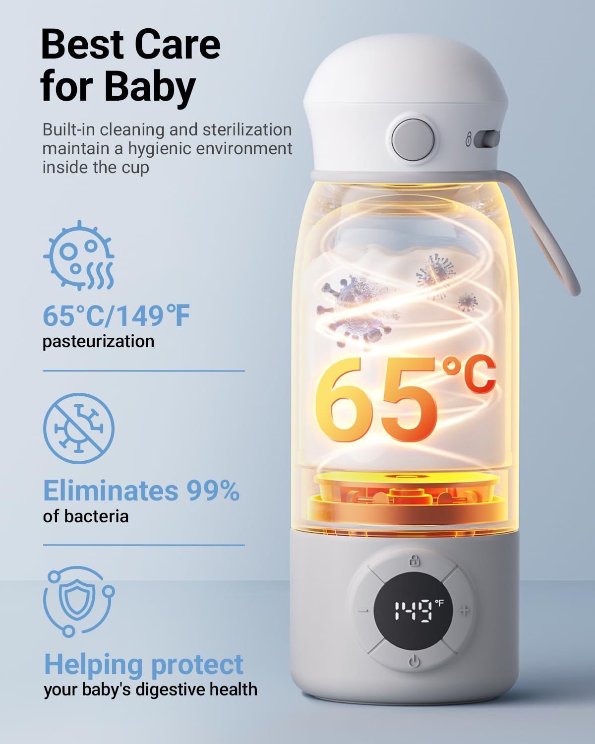 Bear warmer 17oz capacity allows multiple bottles between refills.