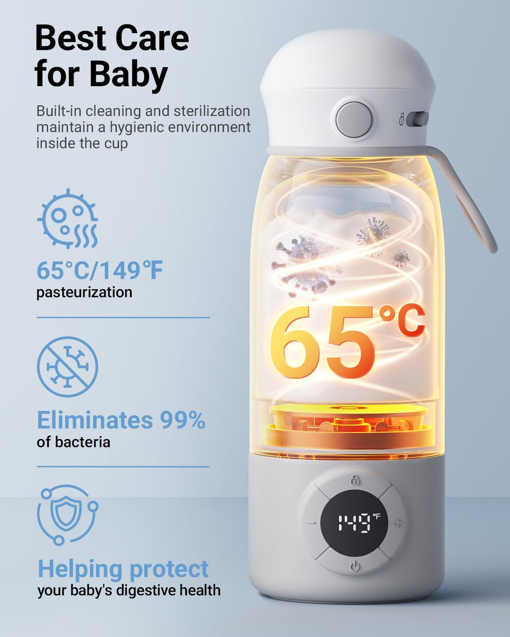 Bear warmer 17oz capacity allows multiple bottles between refills.
