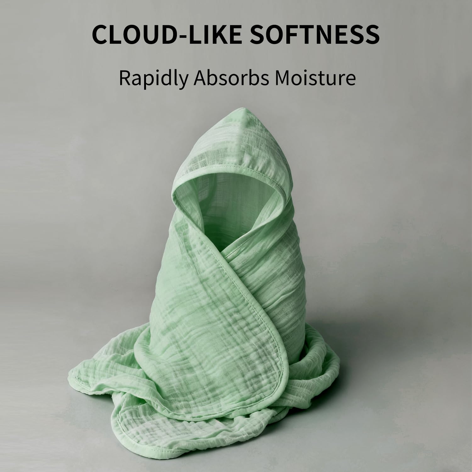 Bear Rocket hooded baby towel soft organic cotton close-up shows gentle skin touch.