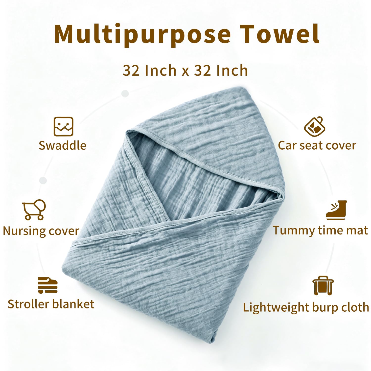 Bear Rocket wide 32x32 inch towel blue green ready for drying after bath