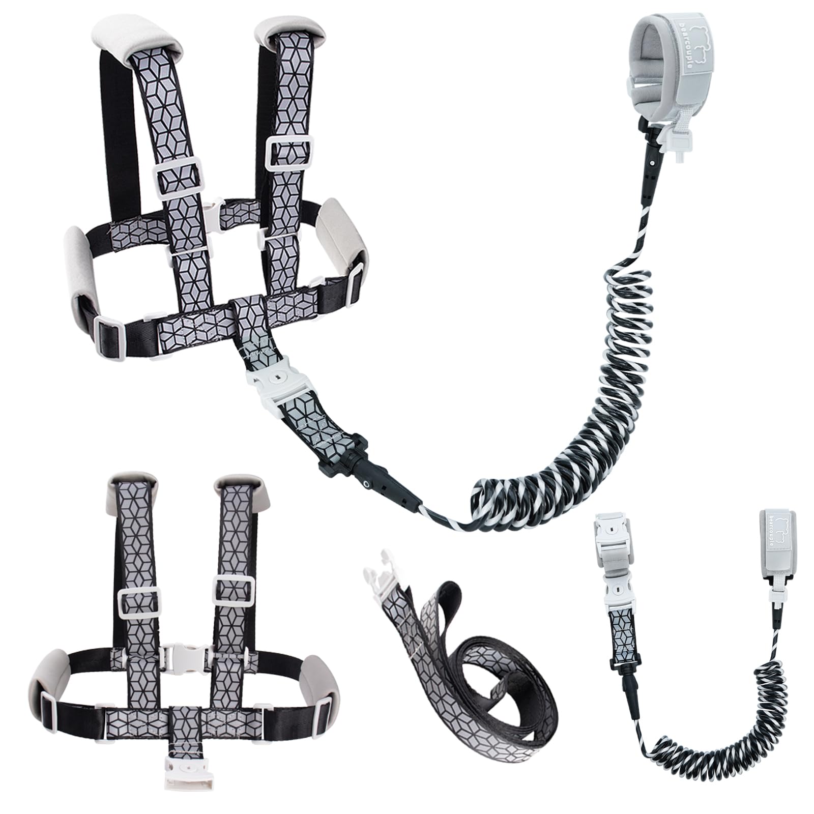 bearcouple toddler harness-backpack with wrist link for safe exploration