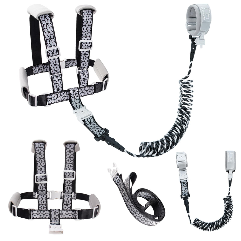 bearcouple toddler harness-backpack with wrist link for safe exploration