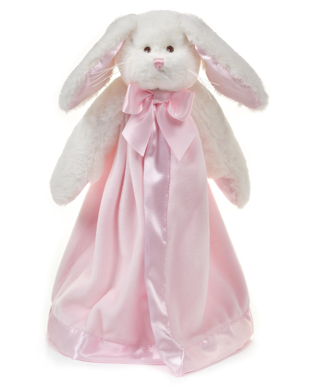 Bearington Baby Bunny Snuggler head close-up with pink bow offering cuddly comfort.