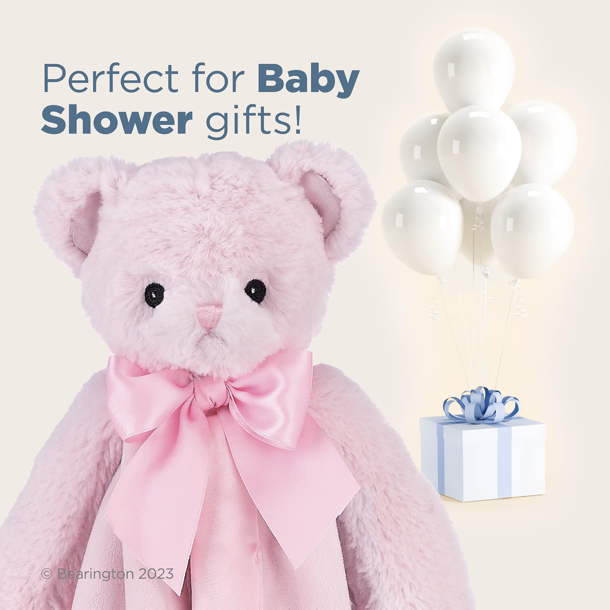 Bearington Baby Huggie Bear Snuggler nap-time companion in pink for cuddles