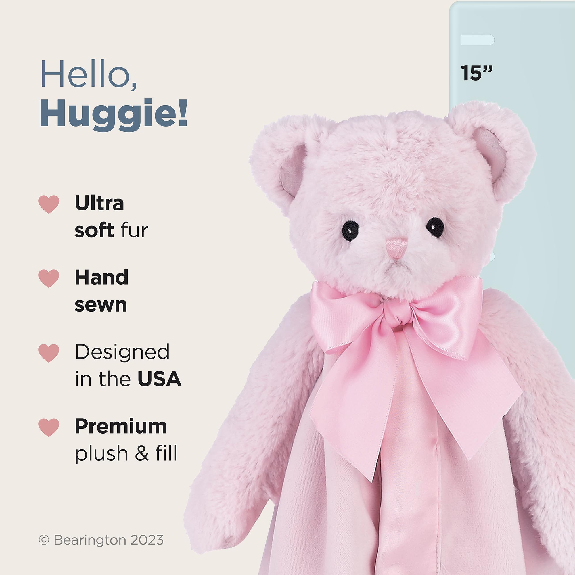 Bearington Baby Huggie Bear Snuggler soft plush body ready for baby snuggles on the go