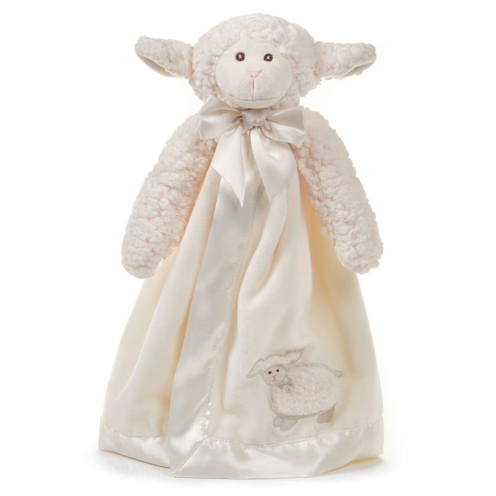 Bearington Baby Lamby Snuggler head closeup with embroidered eyes for safe cuddles