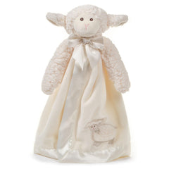Bearington Baby Lamby Snuggler head closeup with embroidered eyes for safe cuddles