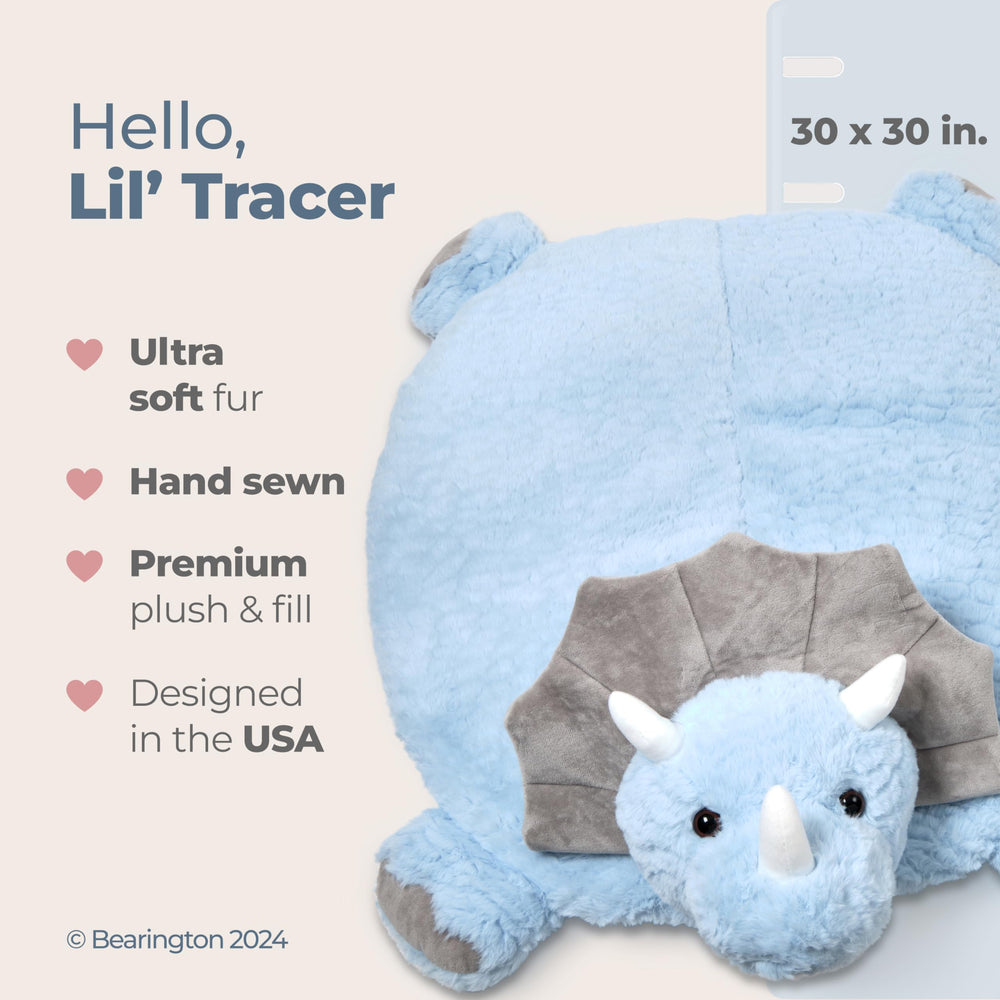Bearington Lil’Tracer tummy time mat with dinosaur print design for sensory play