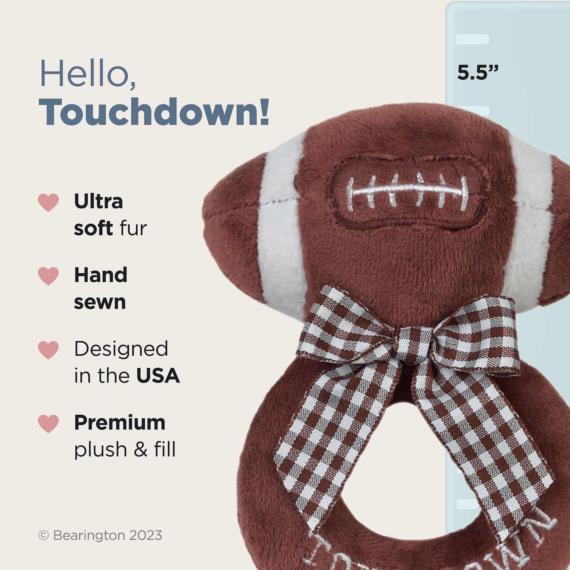 Bearington Baby Touchdown close-up of plush texture for cozy infant cuddling