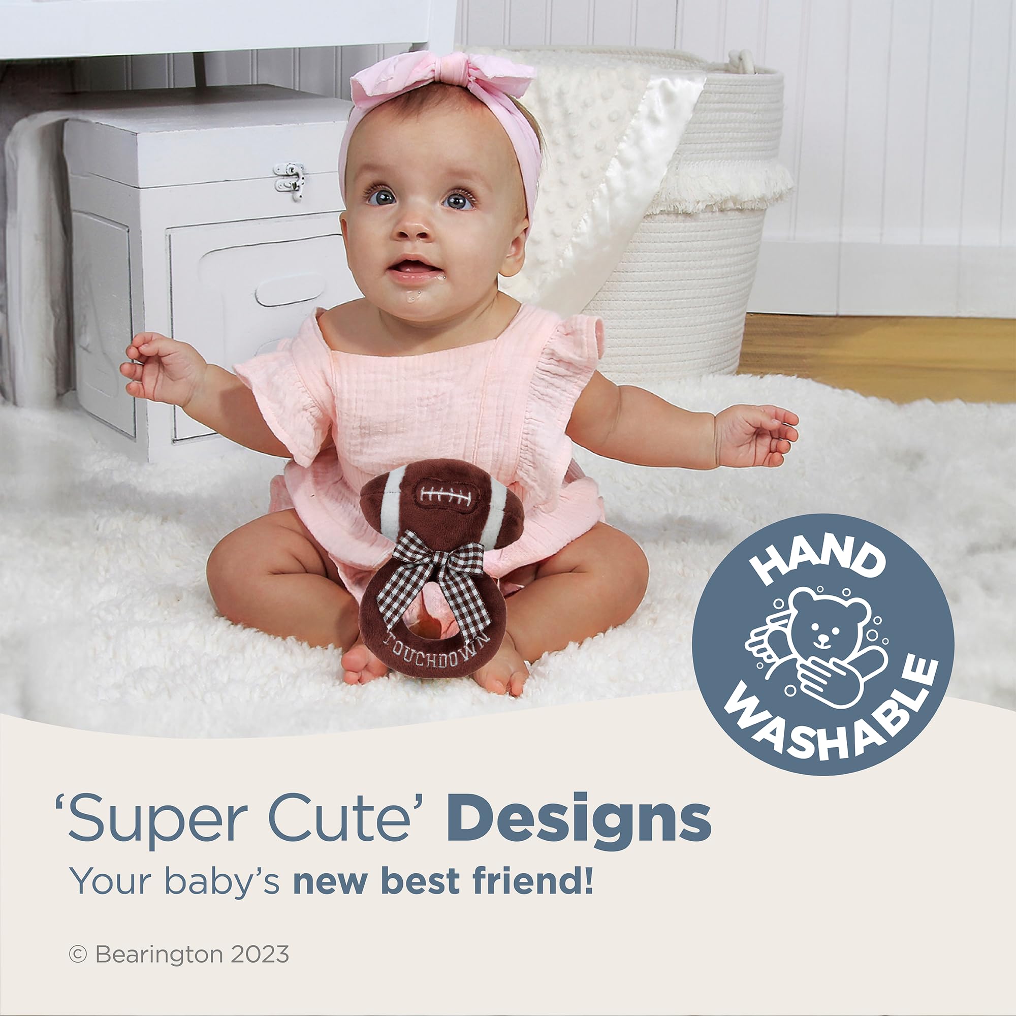 Bearington Baby Touchdown in a nursery scene as decor and toy combo