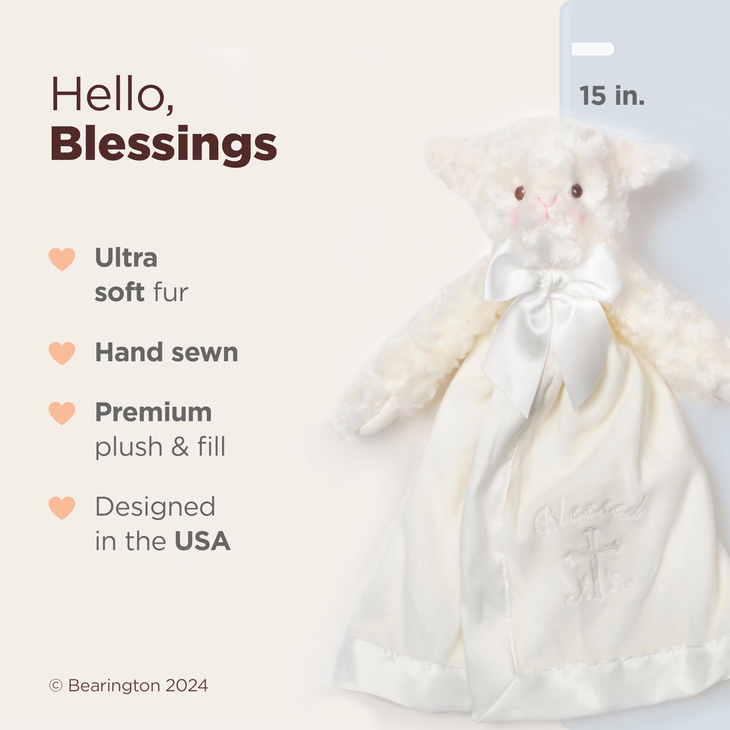 Bearington Collection lamb lovey head and arms detail for tiny hands