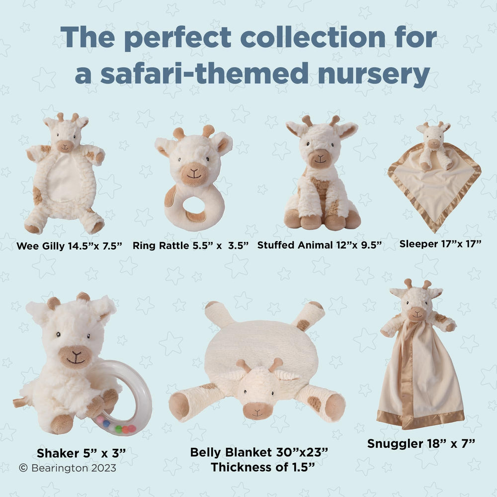 Bearington Collection Lil' Lofty giraffe lovey fabric closeup showing durable polyester.