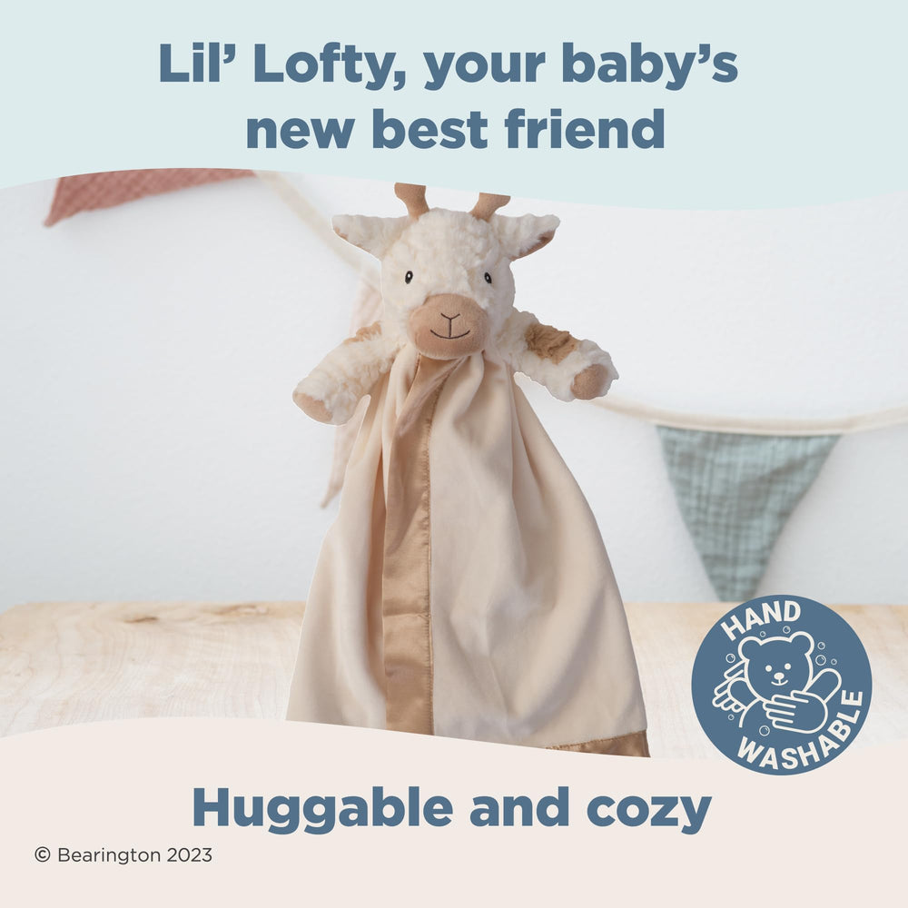 Bearington Collection Lil' Lofty security blanket ready for bedtime routines.