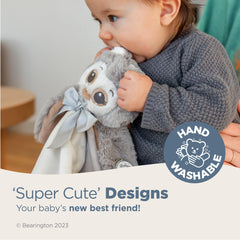 Bearington Lil' Owlie Owl Lovey satin trim detail enhances luxury during snuggle moments.