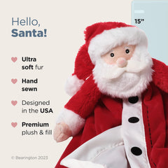 Bearington Red Santa satin-trim closeup highlighting silky edge for soothing touch