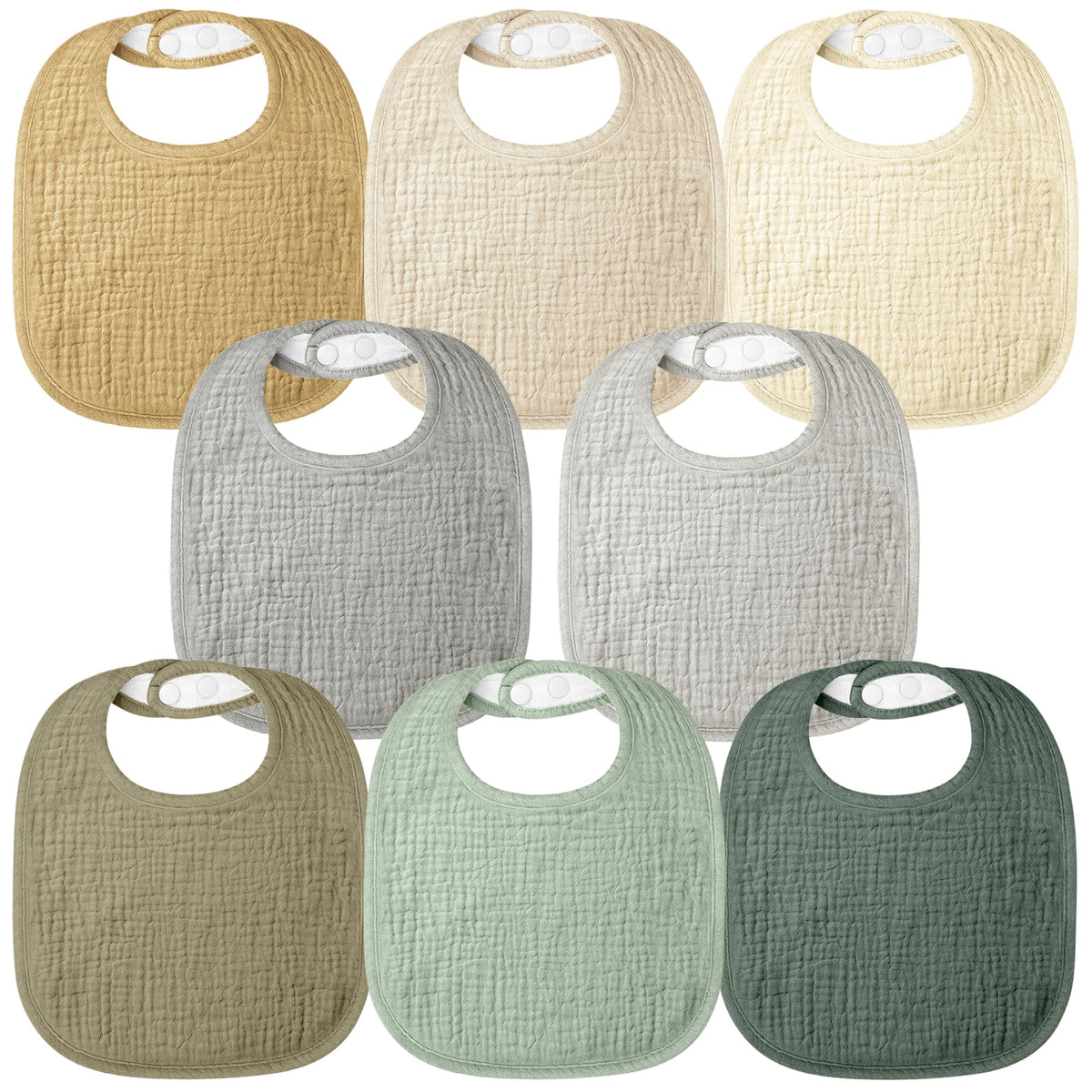 Bearmoss baby bib grey-green folded shows soft 100% cotton for gentle skin and absorbency