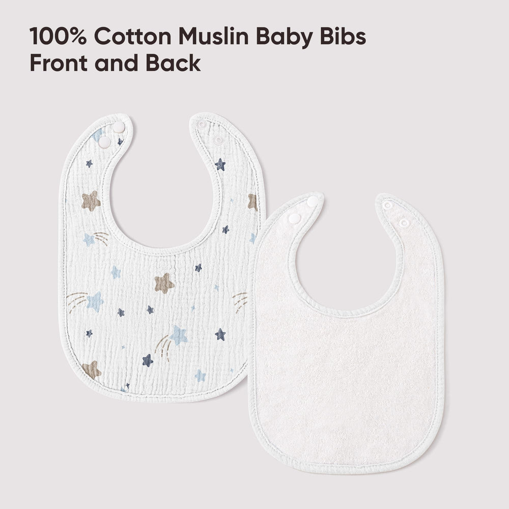Bearmoss 100% cotton bibs are machine washable for busy parent routines.