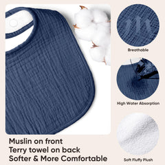 Bearmoss bib with soft muslin fabric delivers gentle skin comfort and daily wear.