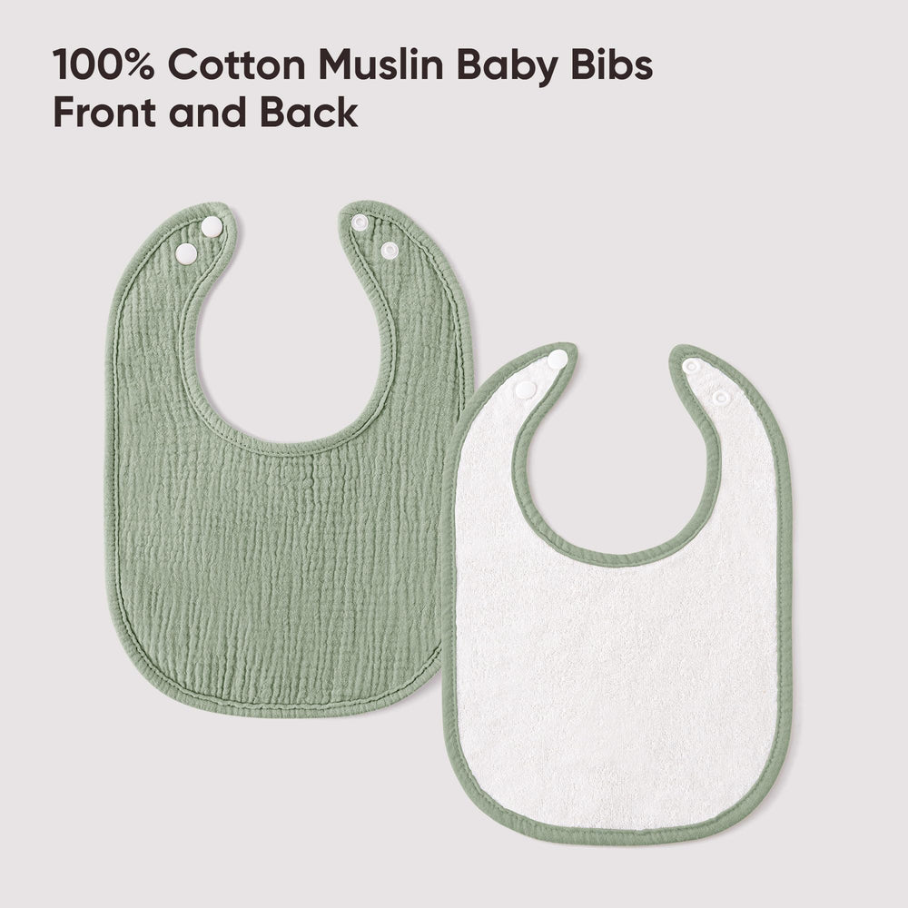Bearmoss 100% cotton bibs are soft, breathable, and easy to wash after busy days