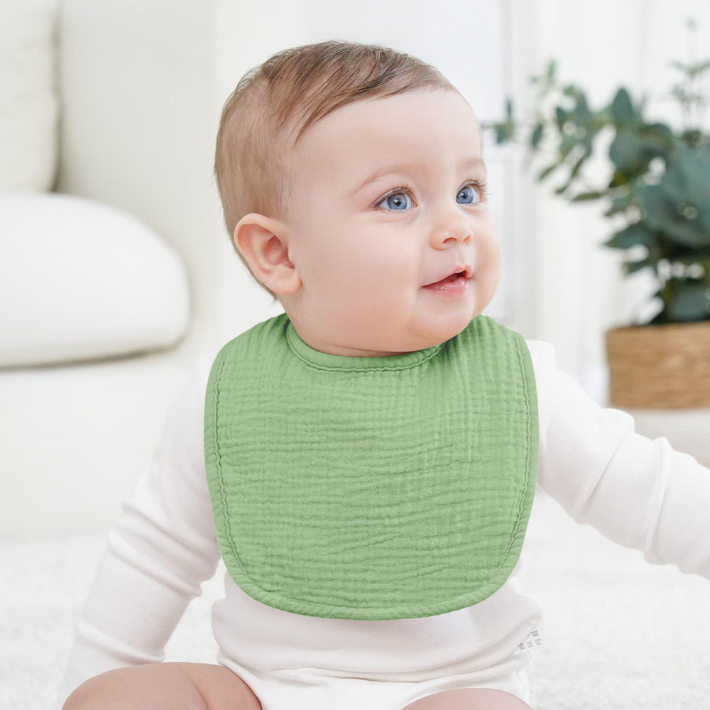 Bearmoss bibs are machine washable for quick cleanups after spills