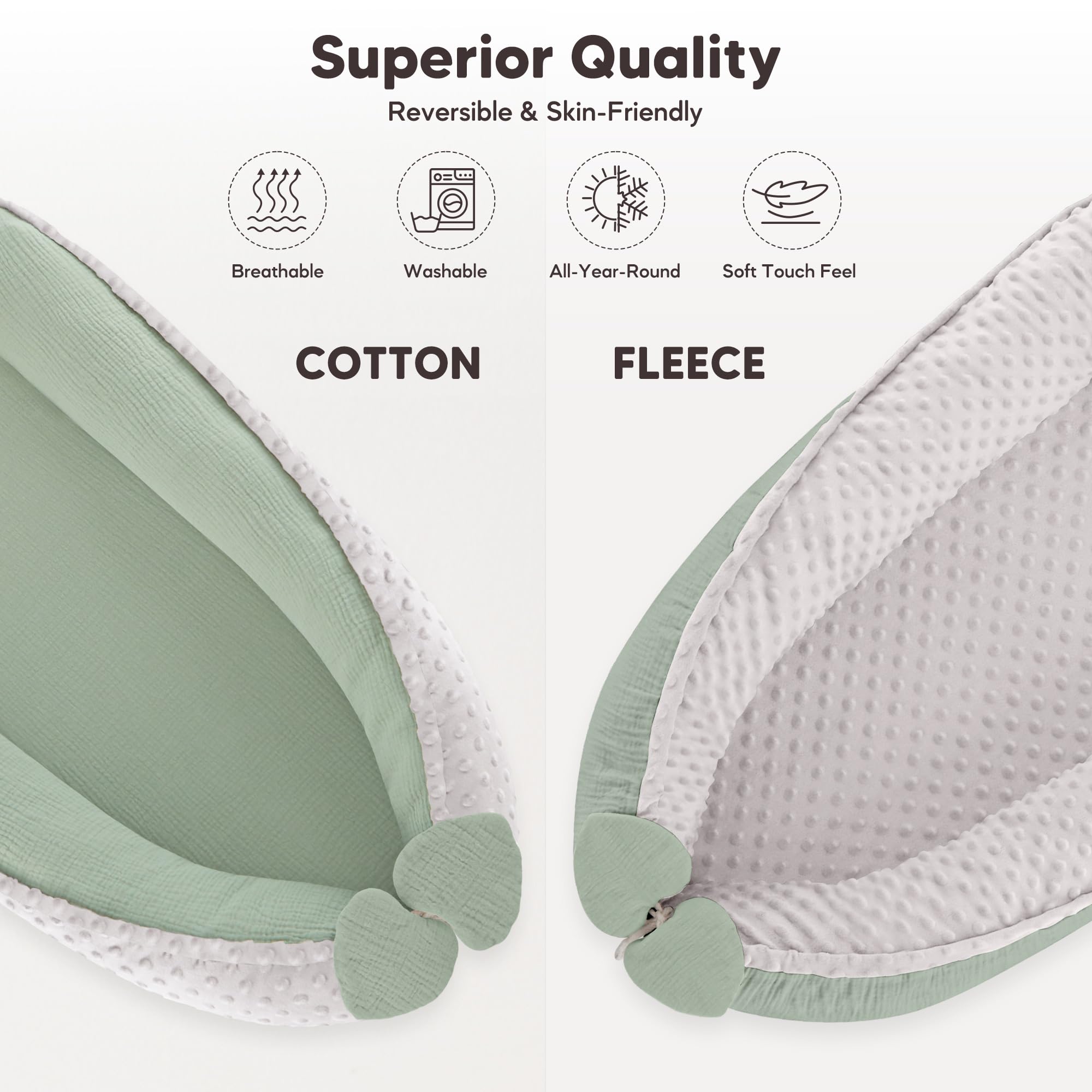 Bearmoss baby lounger removable cover for simple machine washing.