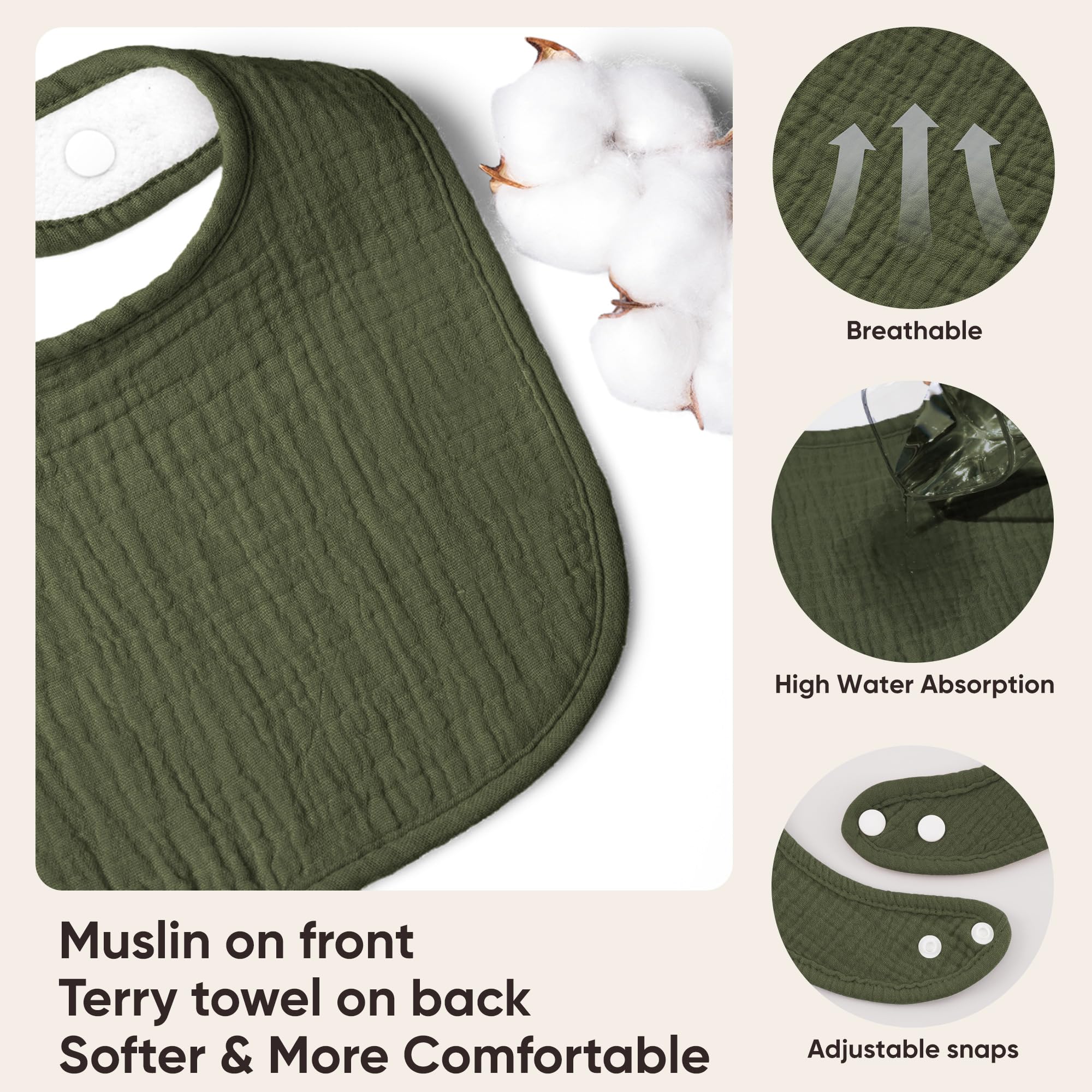 Bearmoss bandana bibs adjustable closures demonstrate growing-with-baby comfort.