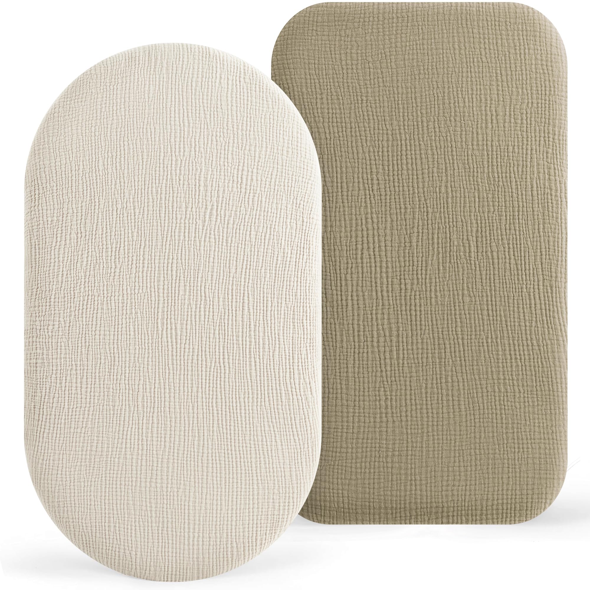 Bearmoss bassinet sheets 2-pack folded, easy changes.