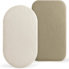 Bearmoss bassinet sheets 2-pack folded, easy changes.