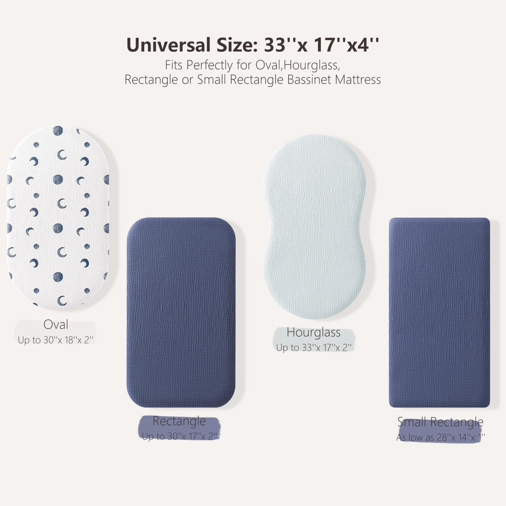 Bearmoss bassinet sheets stretch-fit edge ensures snug, secure fit