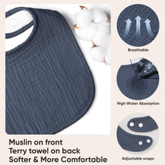 Bearmoss bib soft muslin texture highlighting breathable fabric for all-day comfort.